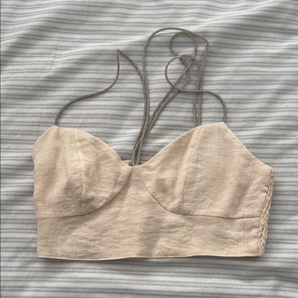 H&M Beige Strappy Crop Top